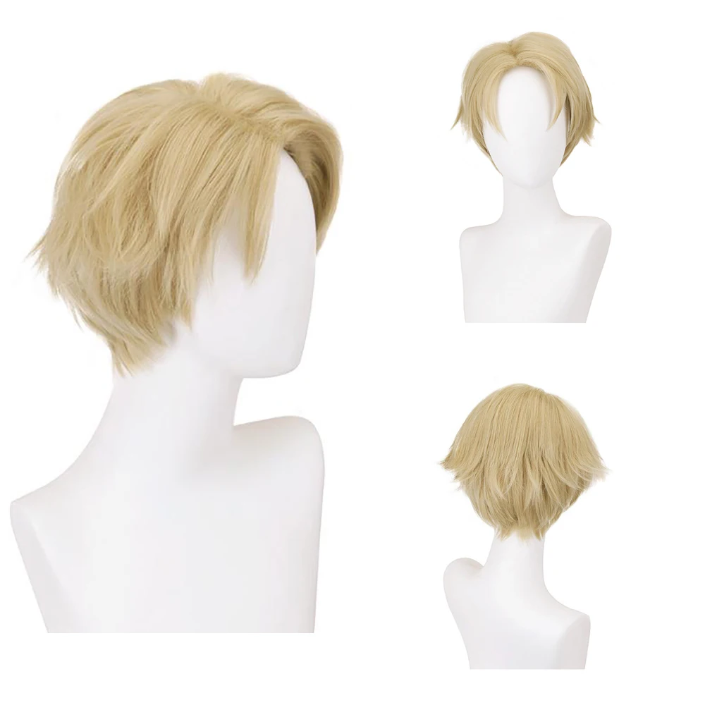 High-Quality Anime Spy×Family Loid Forger‌ Twilight‌ Cosplay Synthetic Hair 10-Inch Light Golden Short Halloween Daily Party Wig