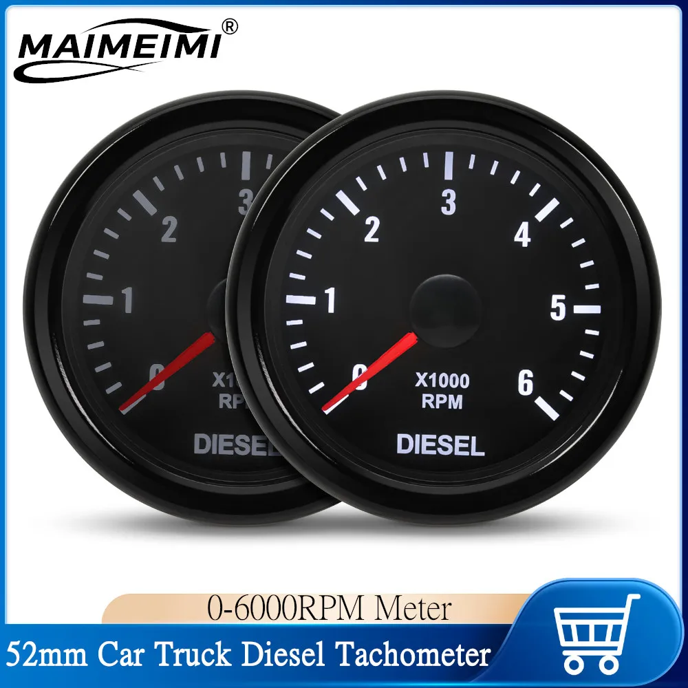 

Car Accessories 52MM 2inch Auto Gauge Diesel Tachometer 0-6000RPM Meter with white led Universal Car Motor For 1-20 Cylinders