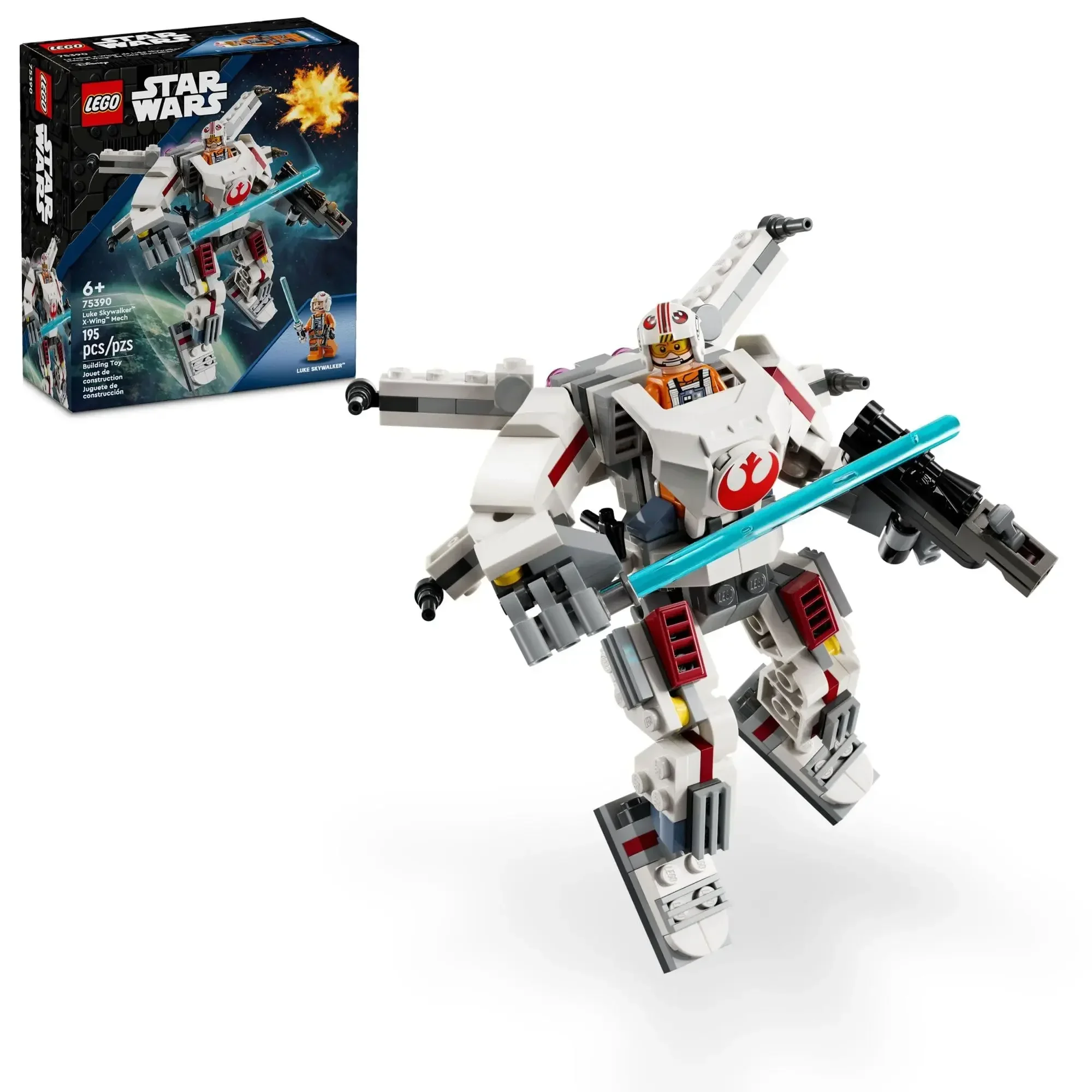 LEGO Star Wars Luke Skywalker X-Wing Mech with Luke Skywalker Toy Building Set for Kids Ages 6+ Birthday Gift 75390 195 Pieces moc
