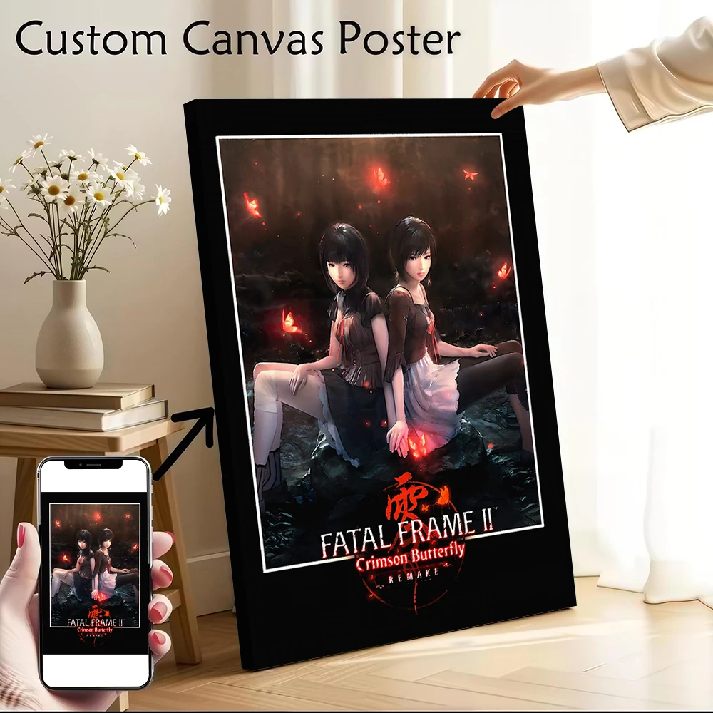 Pôster em Tela Fatal Frame II Crimson Butterfly Remake, Pintura em Tela Personalizável, Arte de Parede para Fãs, Decorações Vintage