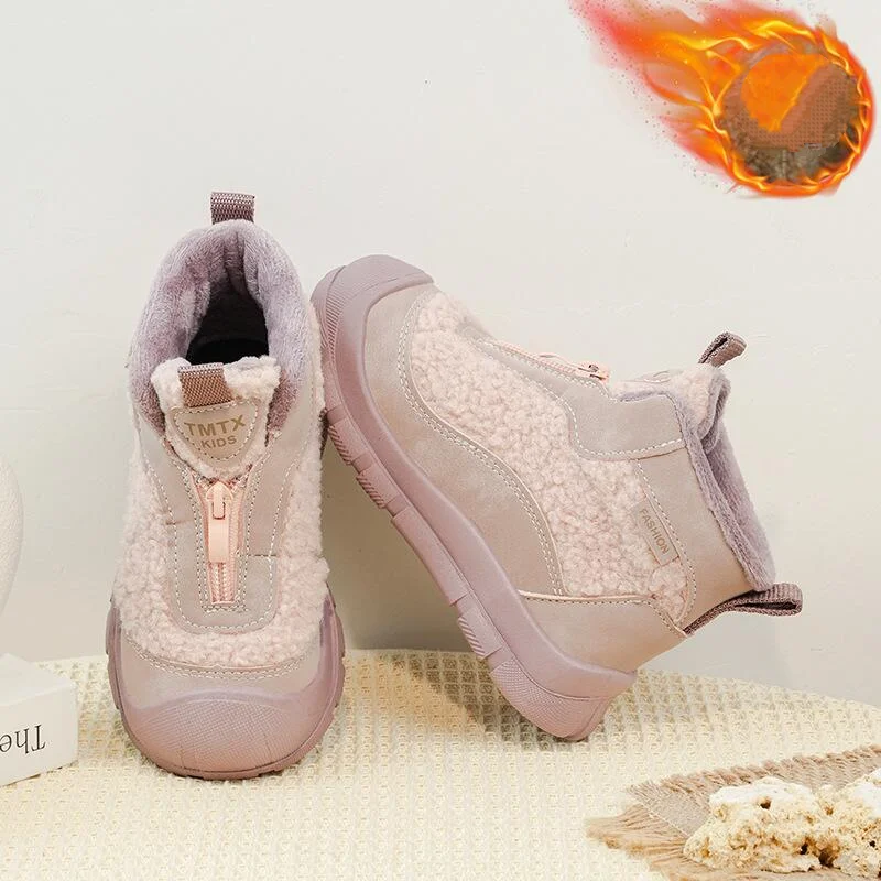 

Зимние ботильоны для девочек, осенняя утепленная хлопковая обувь на флисовой подкладке, модная детская универсальная кавайная милая теплая новая повседневная обувь