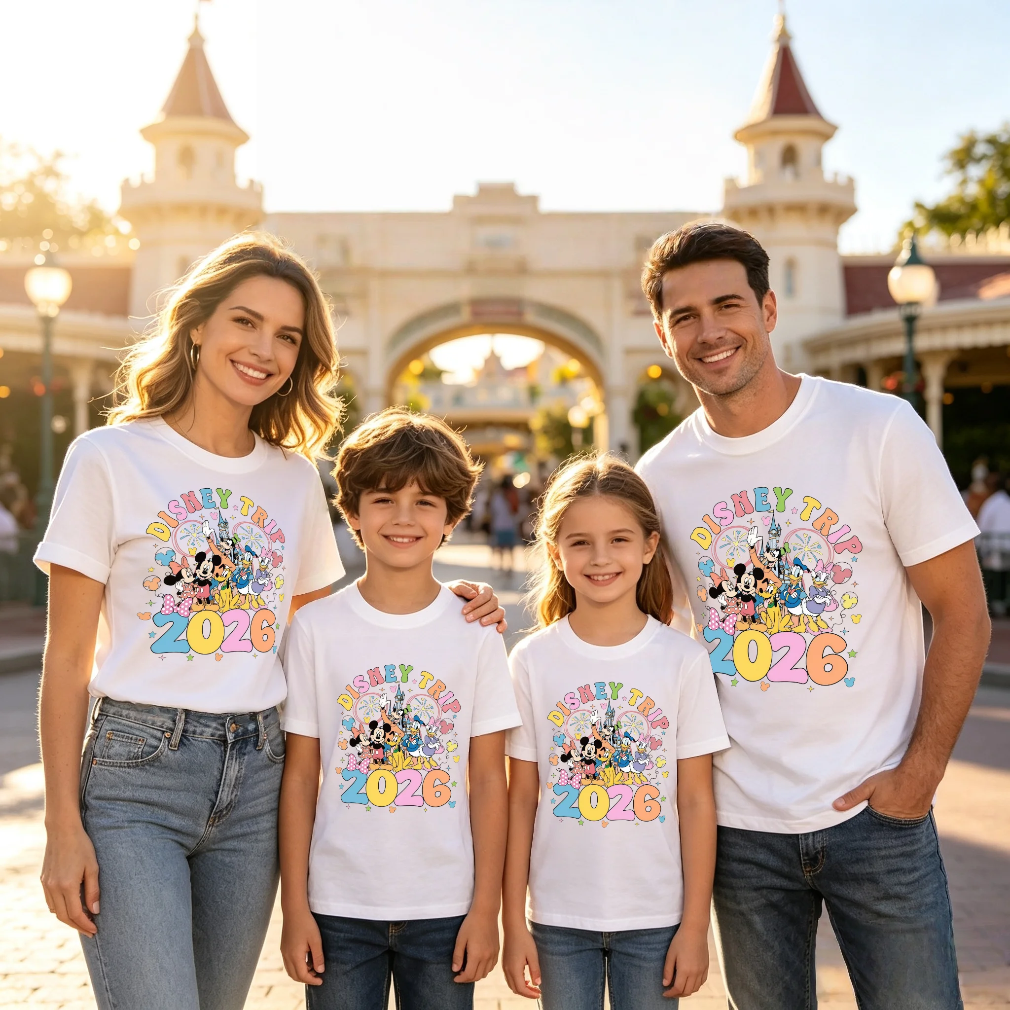 Disney Family Vacation 2026 T-Shirt Magic Castle Cartoon Mouse Matching Family Tees Where The Magic Begins Short Sleeve Tops