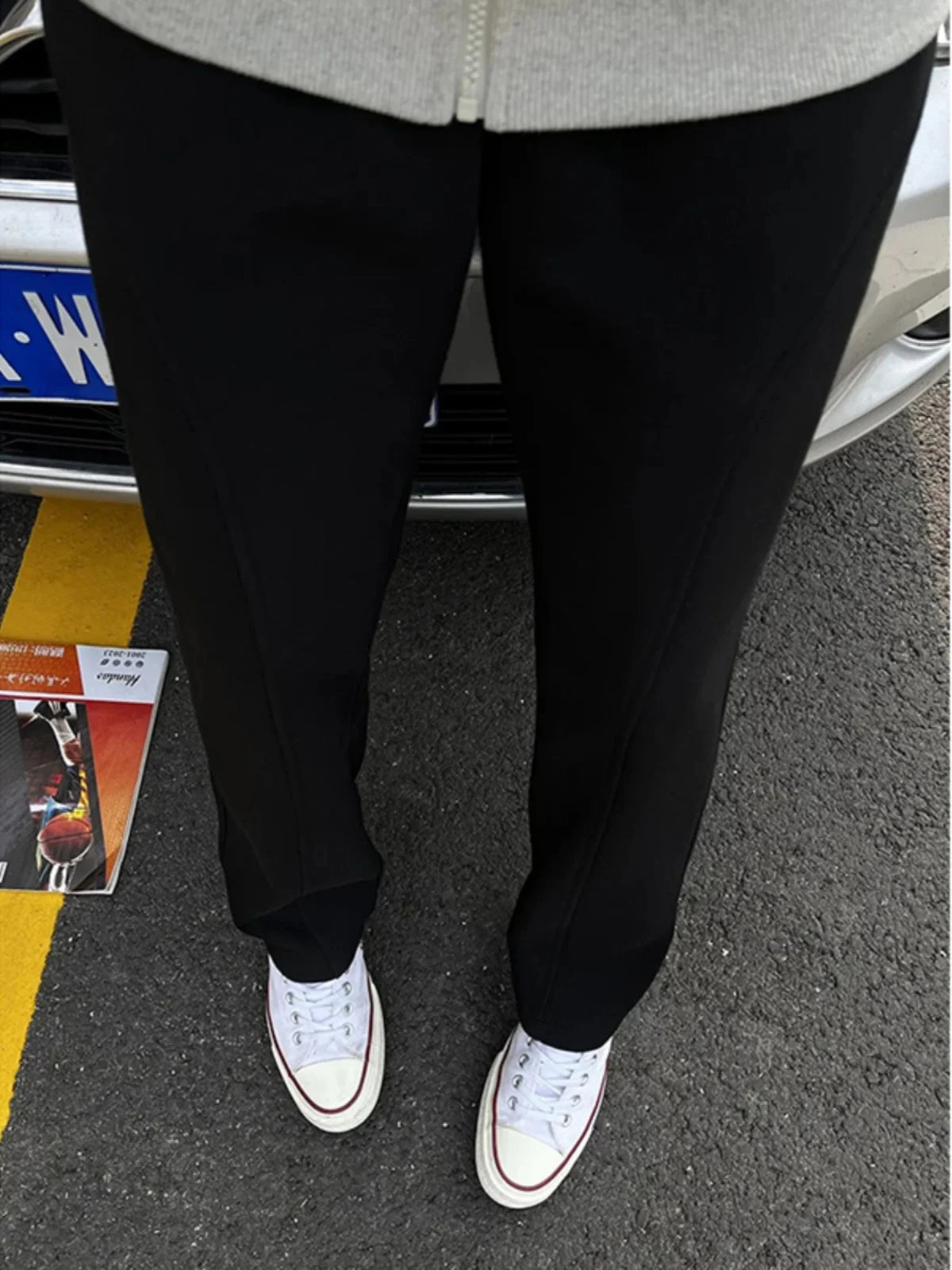 American Sle Bla Curved Blade Sweatpants Men's Autumn Winter Fce Lined Slim Fit Casual Long Pants Drapey Spor