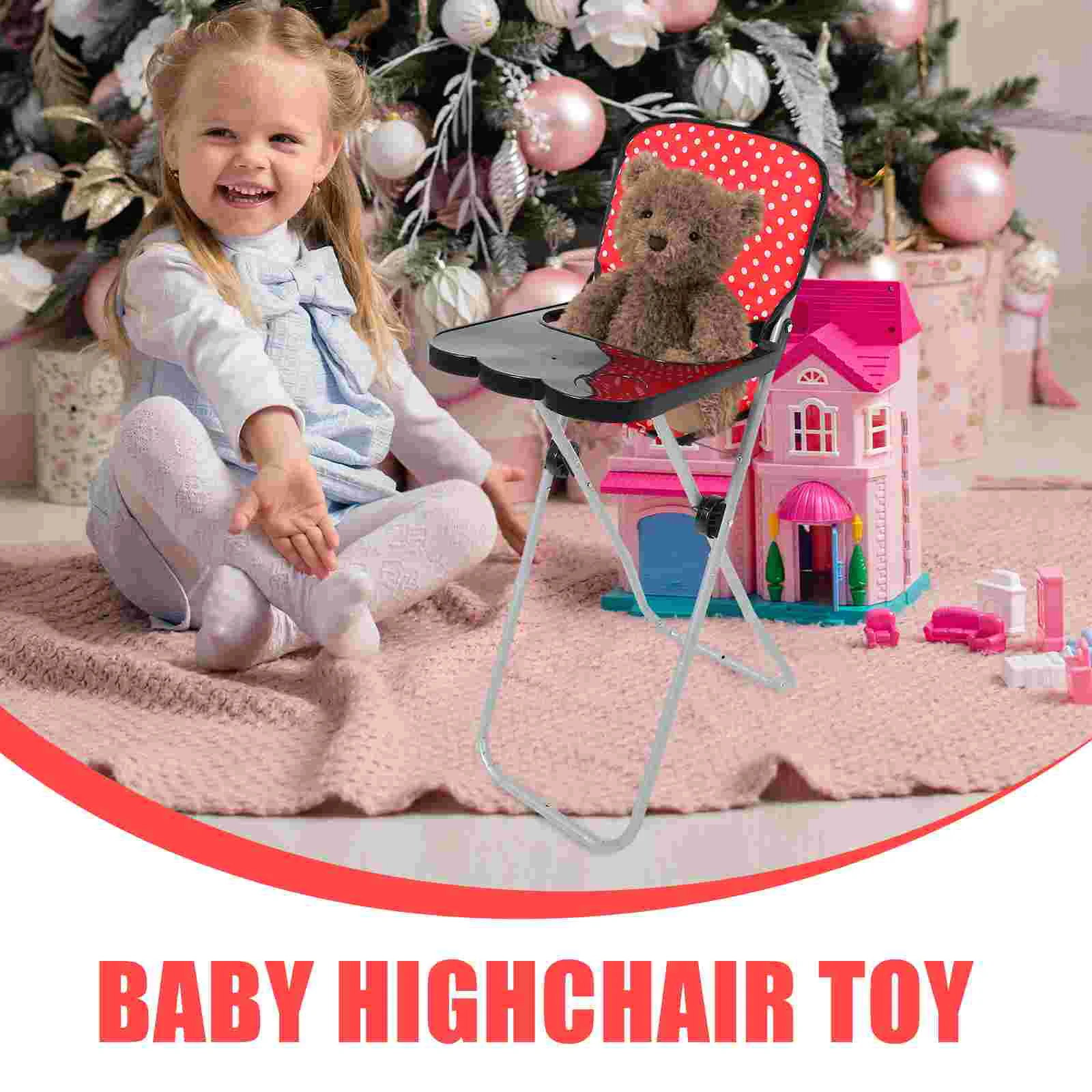 Baby High Chair Baby Print Highchair Toddler Dolls Furniture Toy High Chair Accessories Baby Accessories