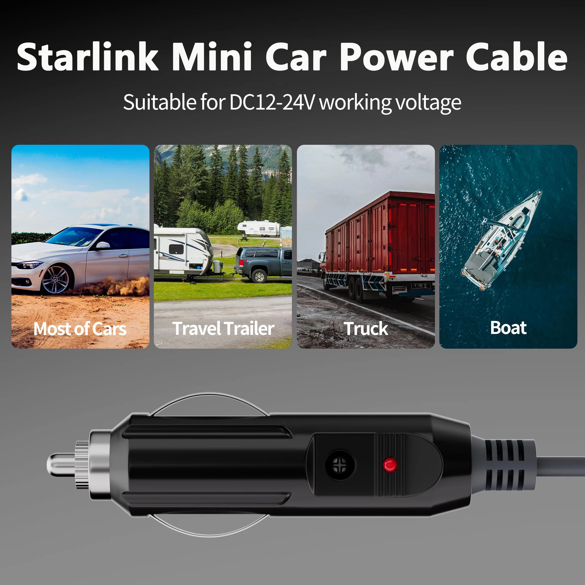 for Starlink Mini Power Cable Direct to Car 12V-24V Adapter, 10FT Power Cable for Starlink Mini Waterproof DC Male to Car