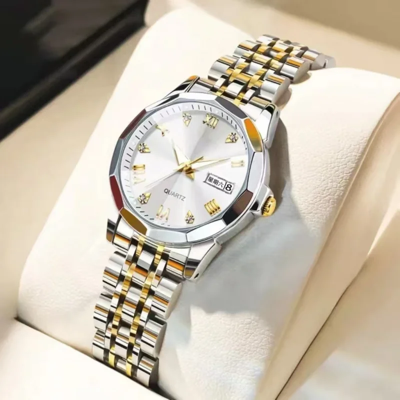 Top Brand Women's Watches Elegant Rhombus Mirror Original Quartz Ladies Watch Stainless Diamond Wrist Watch for Women