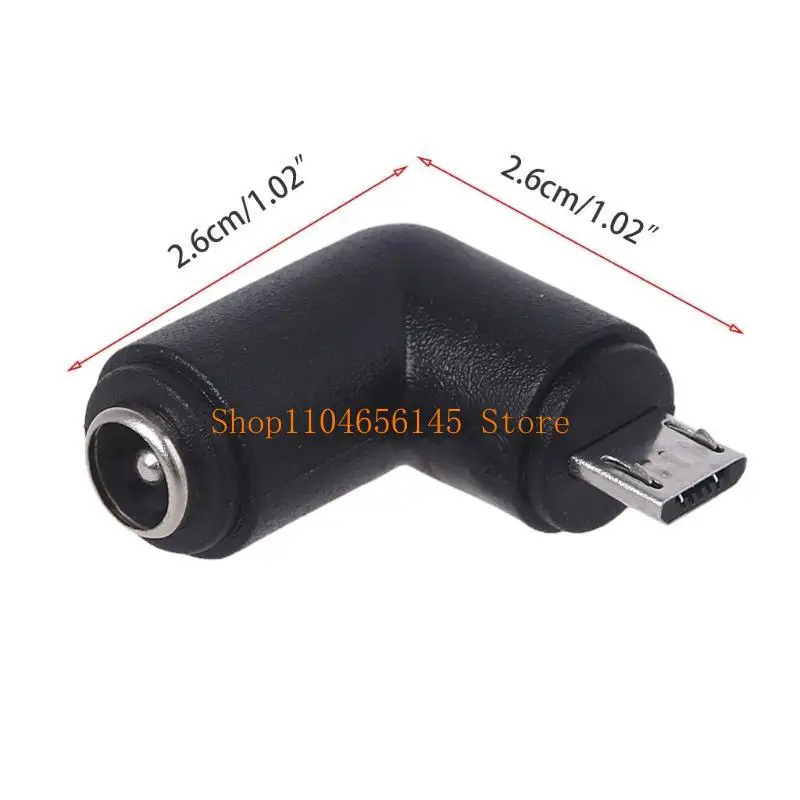 5asd 5,5 x 2,1 mm für Gleichstromstecker auf Micro-USB-Adapter, 90-Grad-Winkeladapter