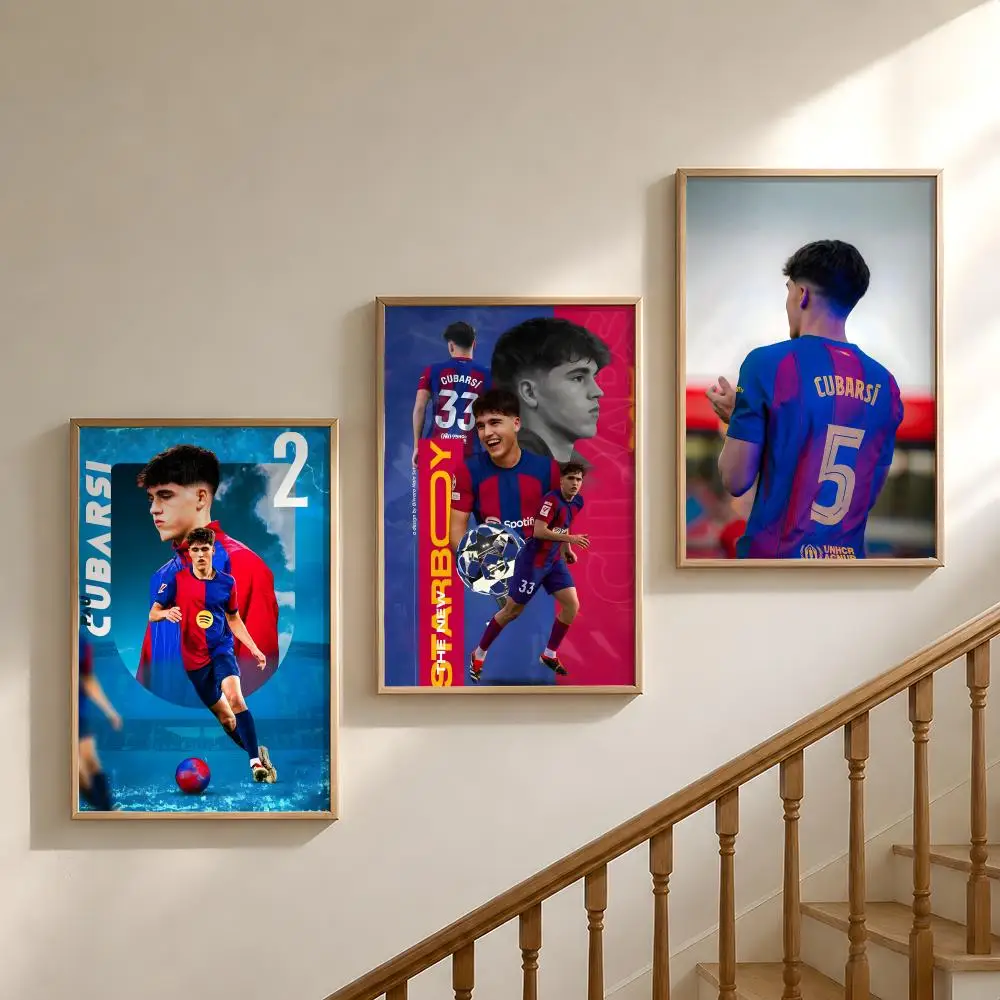 Sports Pau Cubarsi Football Player Poster Waterproof HD Modern Peel And Stick Wall Decor Bedroom Living Room Dorm Office