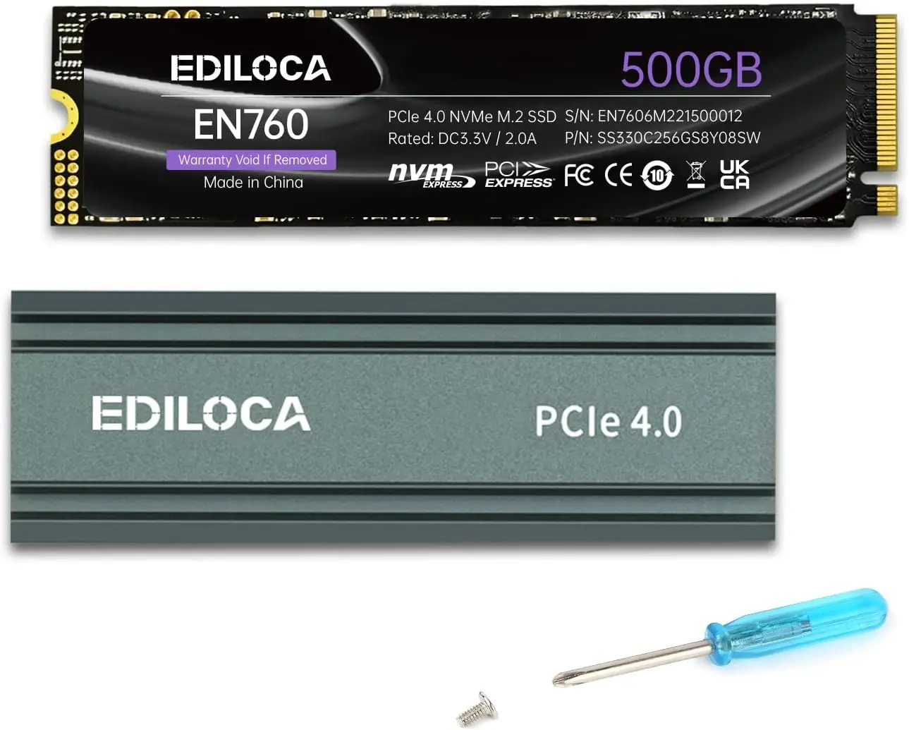 

500GB M2 NVMe SSD PCIe Gen4.0 - 4800MB/s Read, Heatsink Included, PS5 Compatible