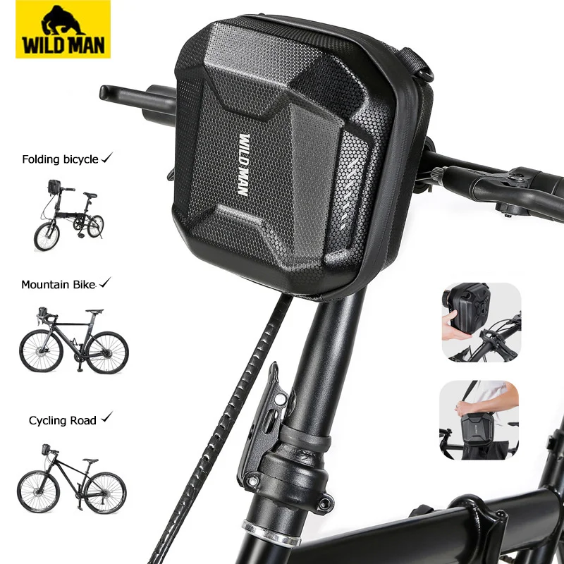 WILD MAN Bicycle Bag Folding Hard Shell Waterproof Detachable Handle Handbag Reflective Design Bicycle Accessories