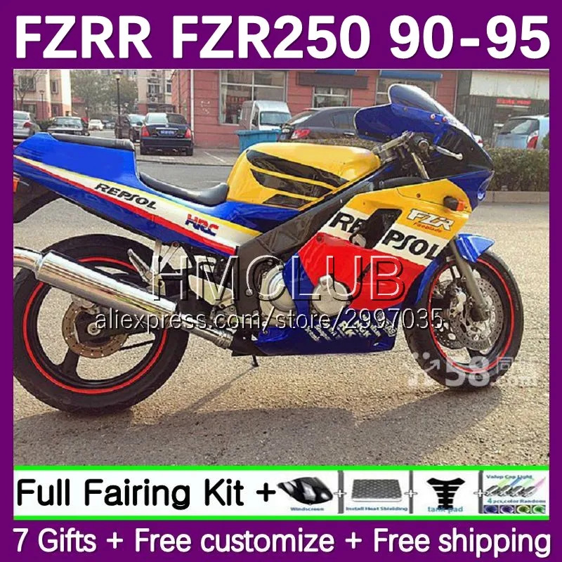 Repsol Blue Fairing For YAMAHA FZR250R FZRR FZR 250 250R 152No.0 FZR250 90 91 92 93 94 95 FZRR250 1990 1991 992 1993 1994 1995