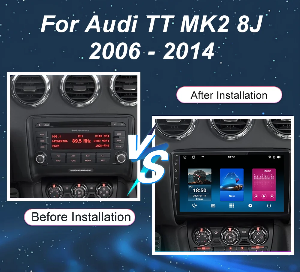 Car DVD Android 16 Radio Stereo For Audi TT MK2 8J 2006 - 2014 Auto Multimedia Player GPS Navigation Carplay Touch Screen 2DIN