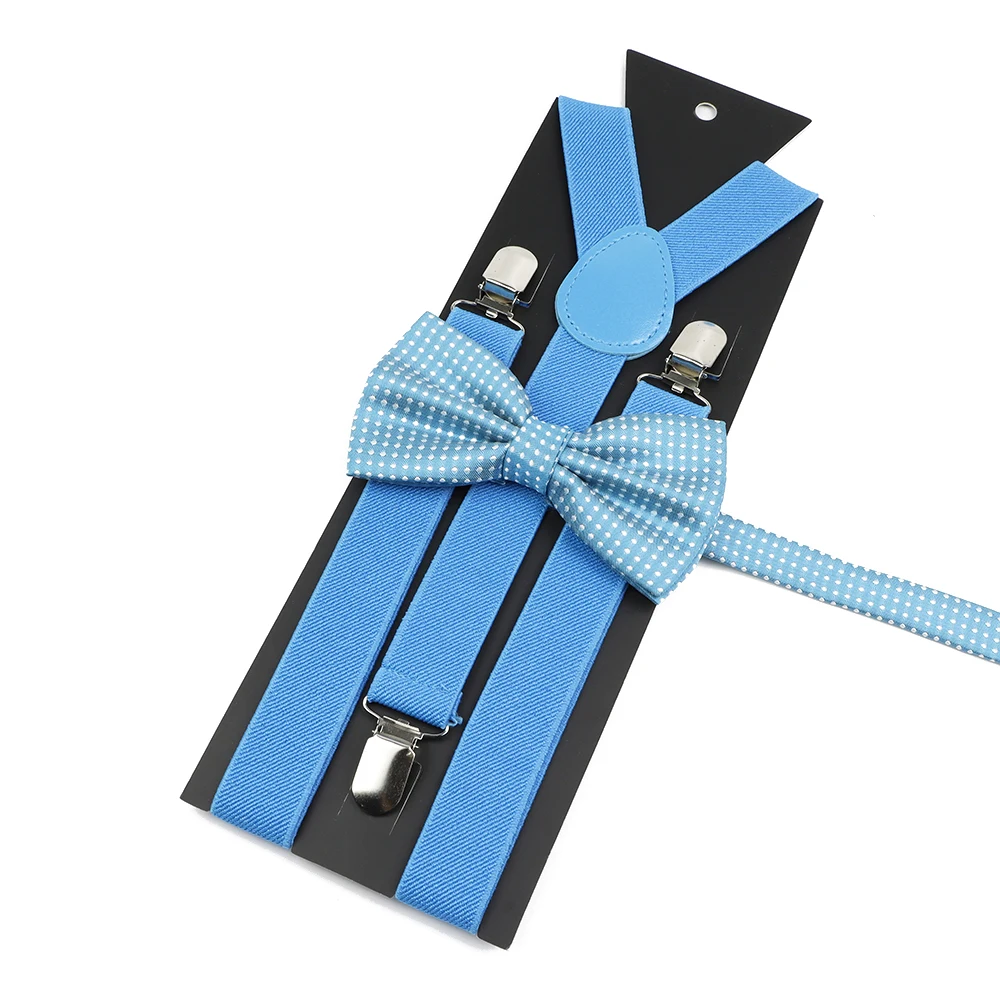 Men's Kids Solid Color Suspender Bowtie Set