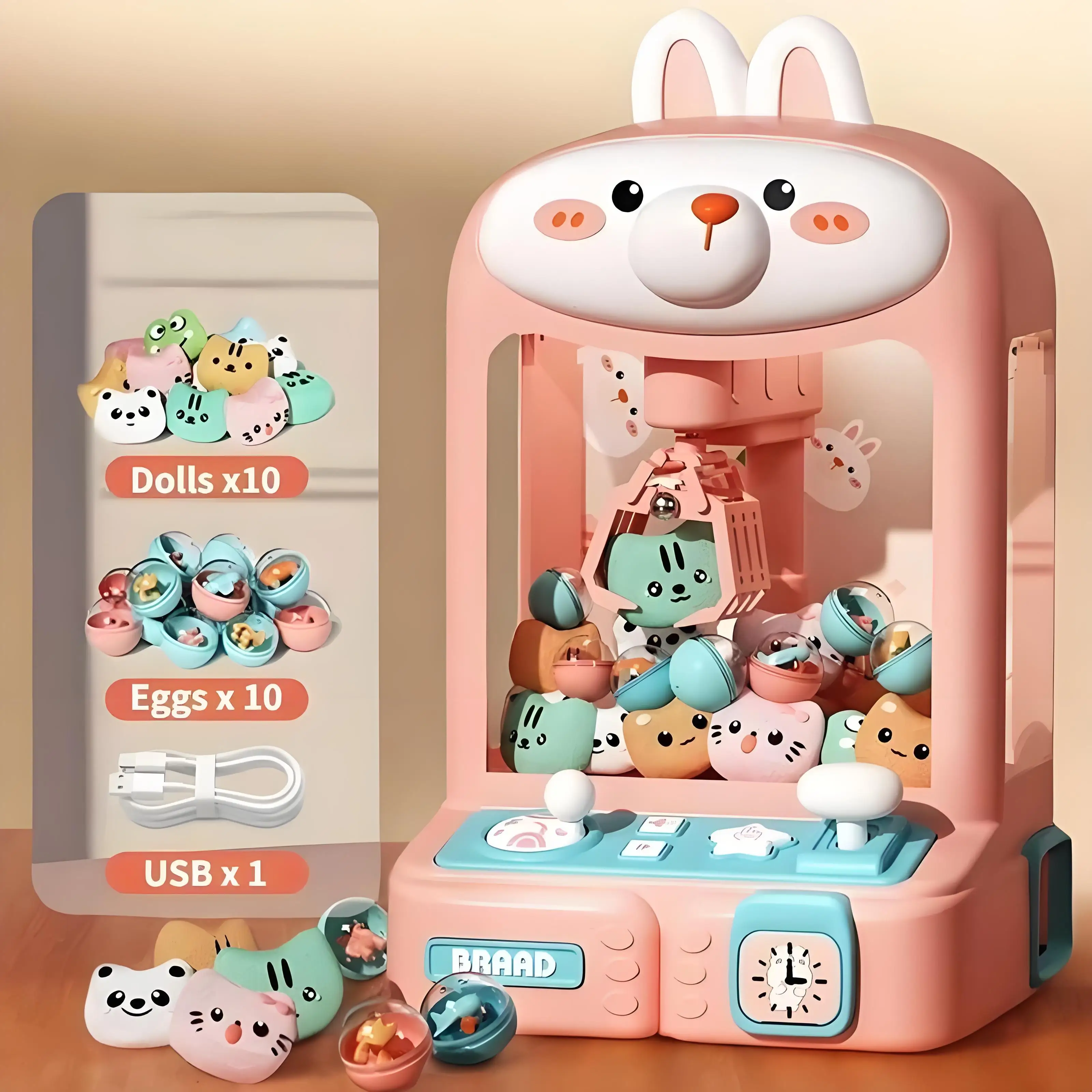 Children Doll Vending Machine Toys DIY Twisted Egg Plush Prizes Vending Mini Claw Doll Machines Birthday Christmas Gift for Kids