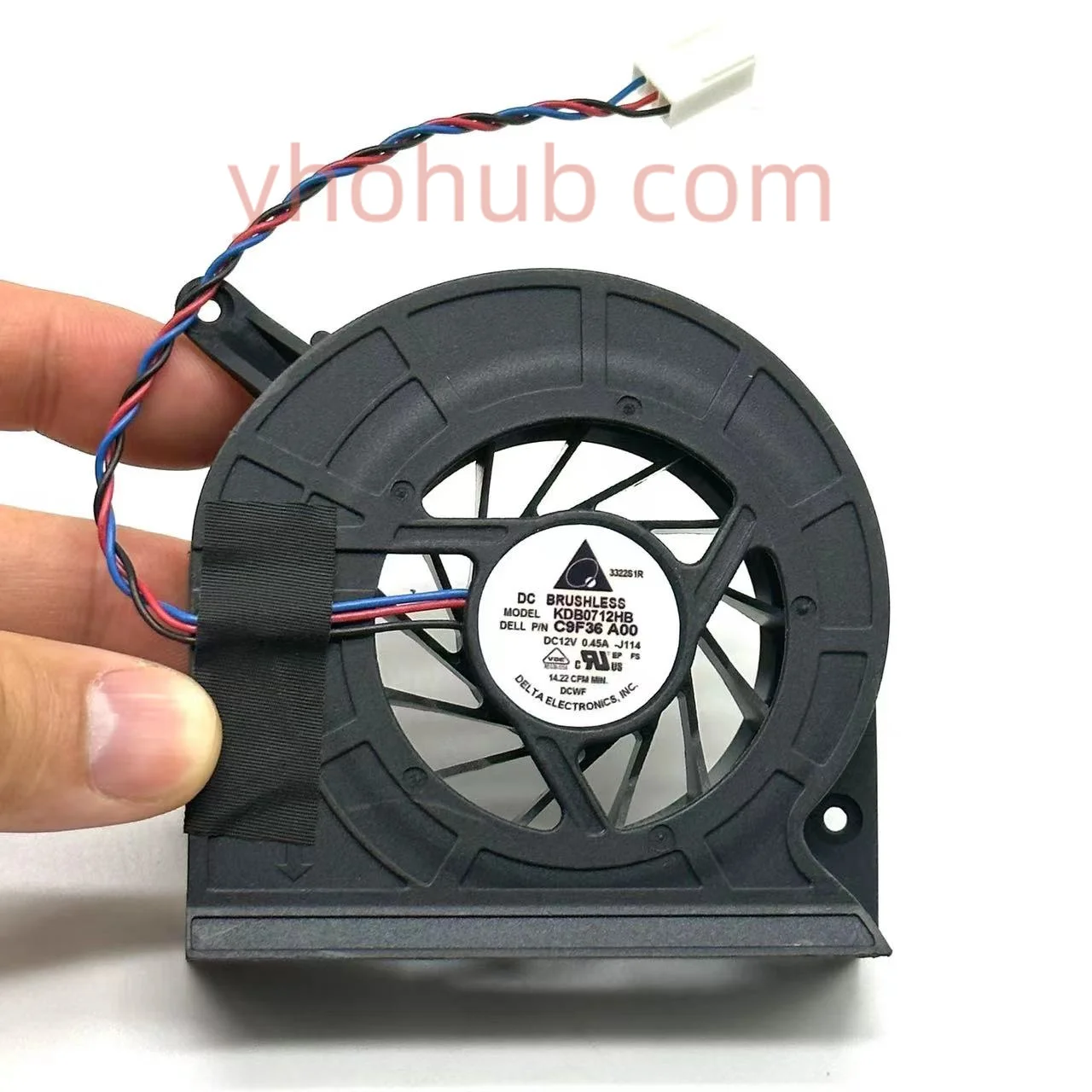 

Delta Electronics KDB0712HB J114 0C9F36 DC 12V 0.45A 3-Wire Server Cooling Fan