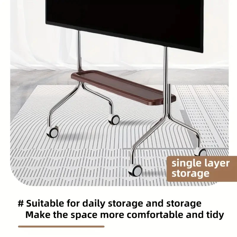 حامل تلفاز متنقل من الفولاذ المقاوم للصدأ على الأرض لشاشة LCD LED مقاس 32-75 بوصة عربة تلفزيون تحمل ما يصل إلى 110 رطلًا بحد أقصى VESA 600 × 400 مم