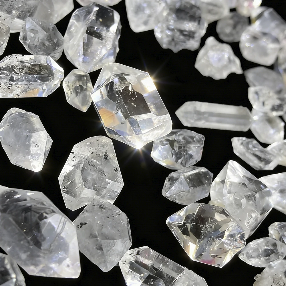 

5pcs Natural Herkimer Diamond Quartz Crystal - Raw Irregular Shaped Stone for Reiki Healing and Home Decor Collectible Stones