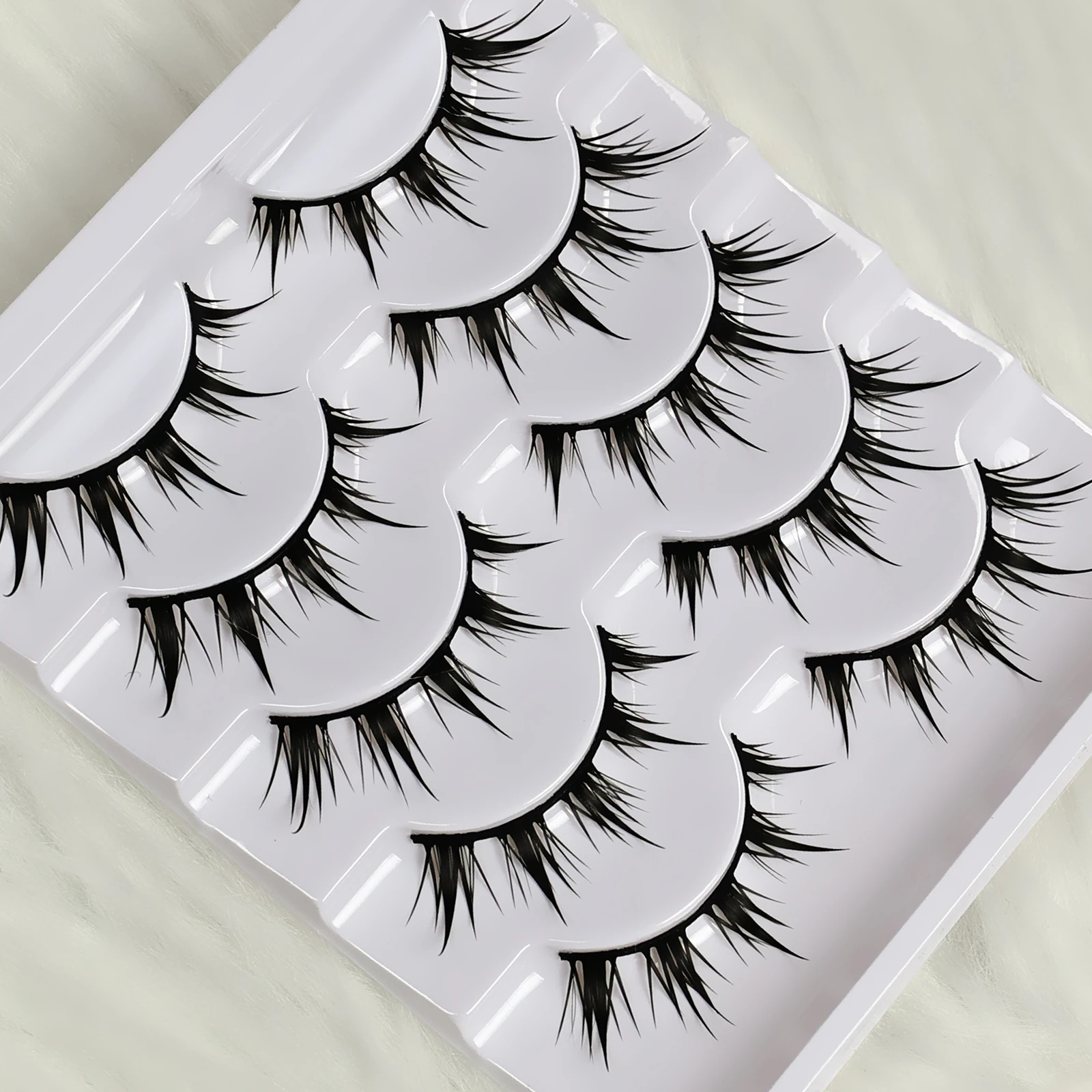 Anime Demon False Eyelashes 5 Pairs - Dramatic Cartoon Eye Faux Lashes Volumizing Lengthening Cosplay Makeup