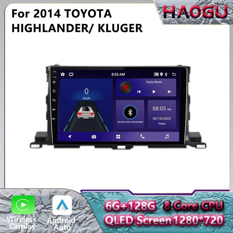 

HAOGU Android Car Radio for Toyota Highlander 2014 10.1" Navigation GPS Multimedia Player Head Unit Autoradio Carplay Carradio