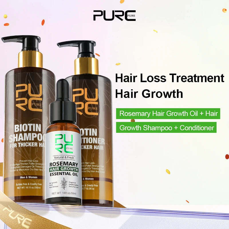 Rosemary Oil Hair Growth Serum & Biotin Hair Growth Shampoo Conditioner Set for Baldness Beard Anti Hair Loss Treatment Products