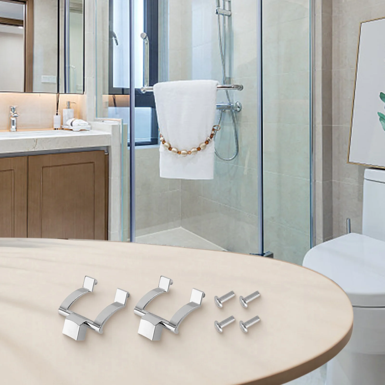 Shower Door Handle Replacement Kit Strong Zinc Alloy Brackets with Screws Perfect Solution for Tub Enclosure Updates