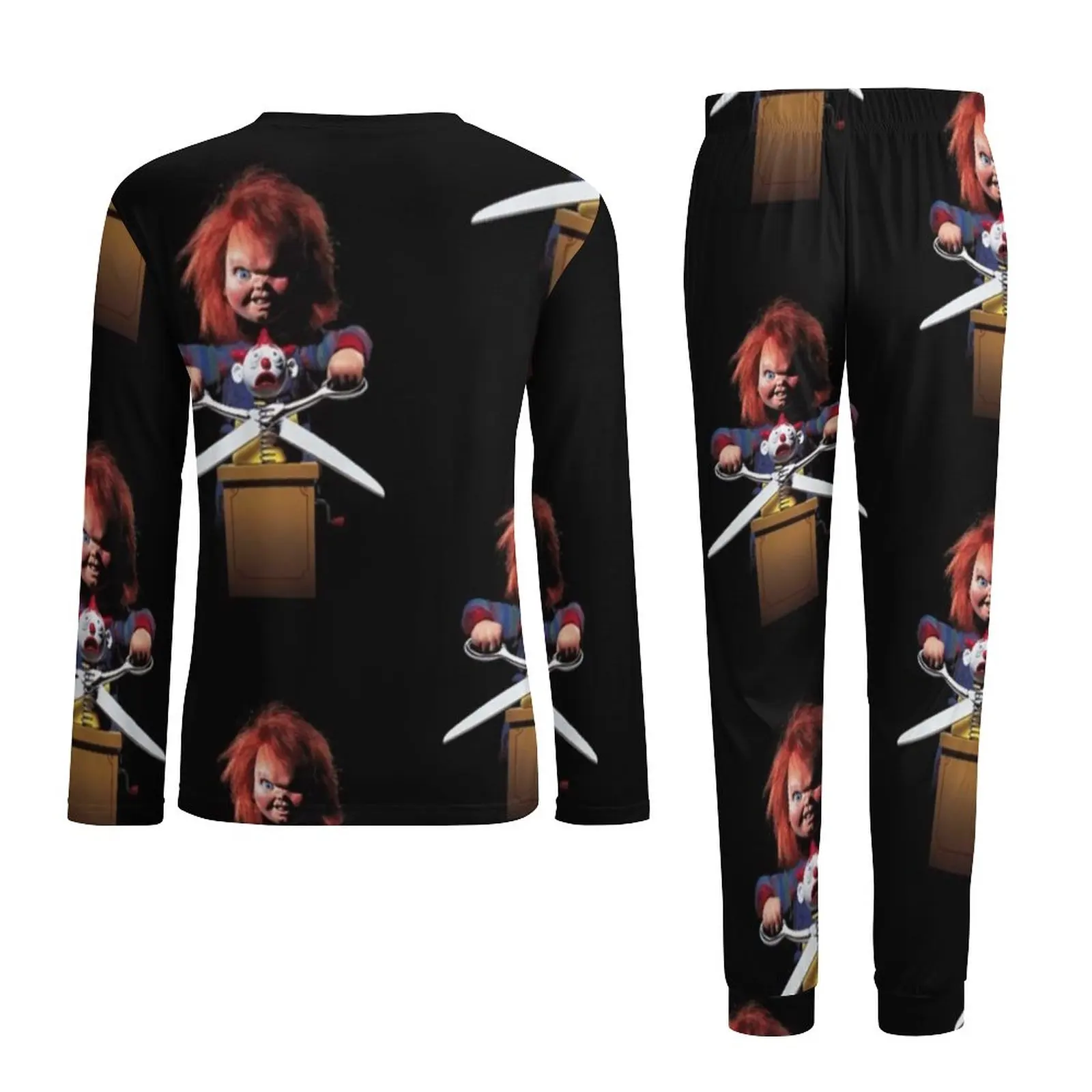 Chucky Pajamas Halloween Horror Movie Mens Long-Sleeve Elegant Pajama Sets Two Piece Leisure Design Sleepwear Birthday Present