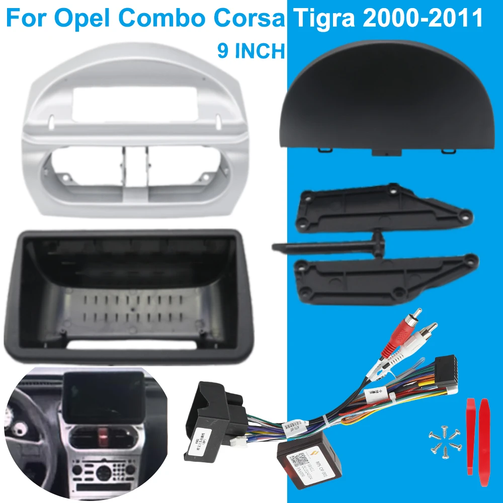 

9-дюймовый плеер, радио Android, стерео, жгут проводов, кабелей, рамка для Opel Combo Corsa Tigra 2000-2011