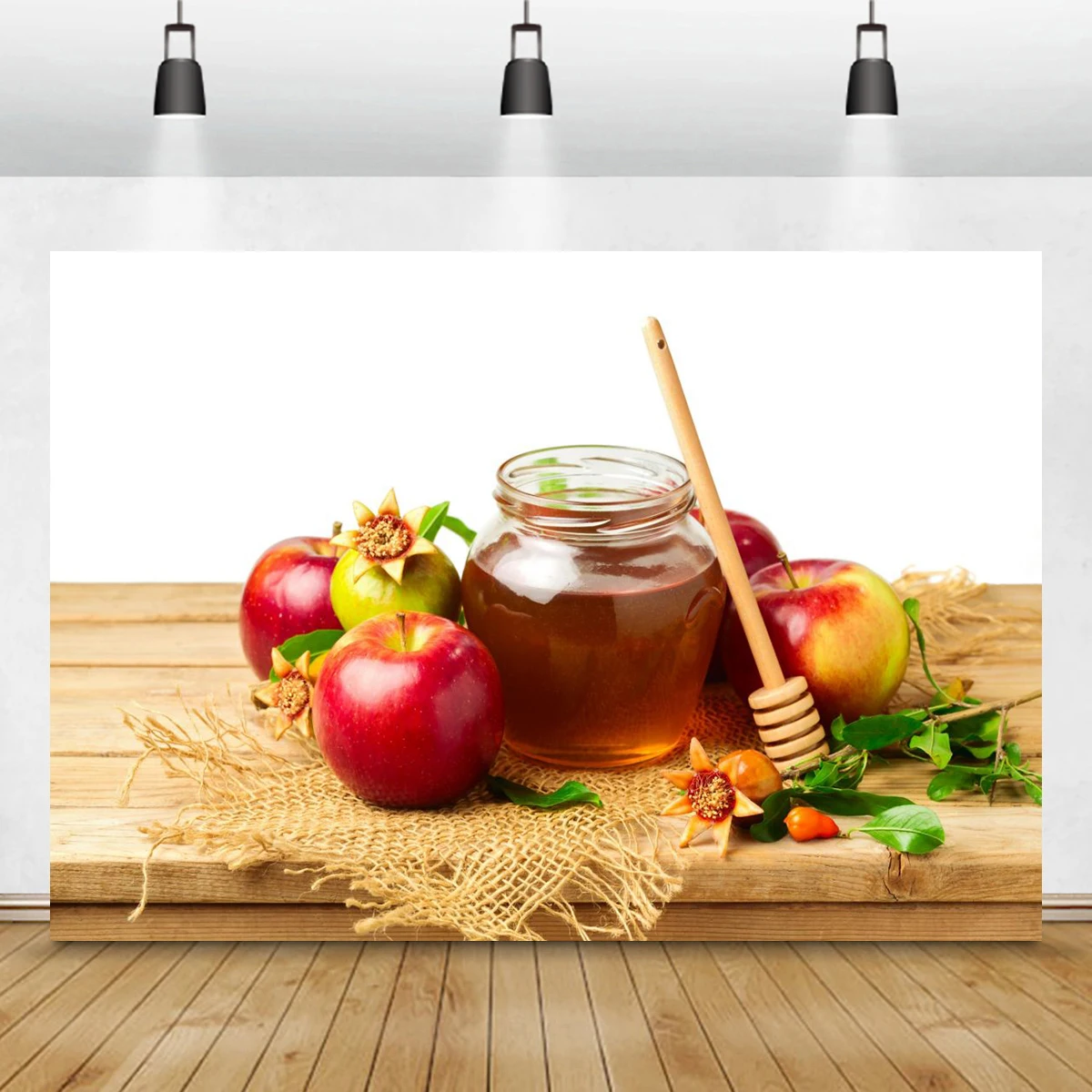 Table Fruit Rosh Hashanah Backdrop Banner Decor Brown - Shana Tova Happy Jewish New Year Party Theme Decorations High Holy Day