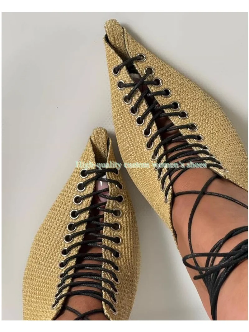 Yellow Fine Check Super Pointed Open Toes Instep Hollow Out Cross Straps Shallow Sandals Stilettos Ankle Straps Party High Heel
