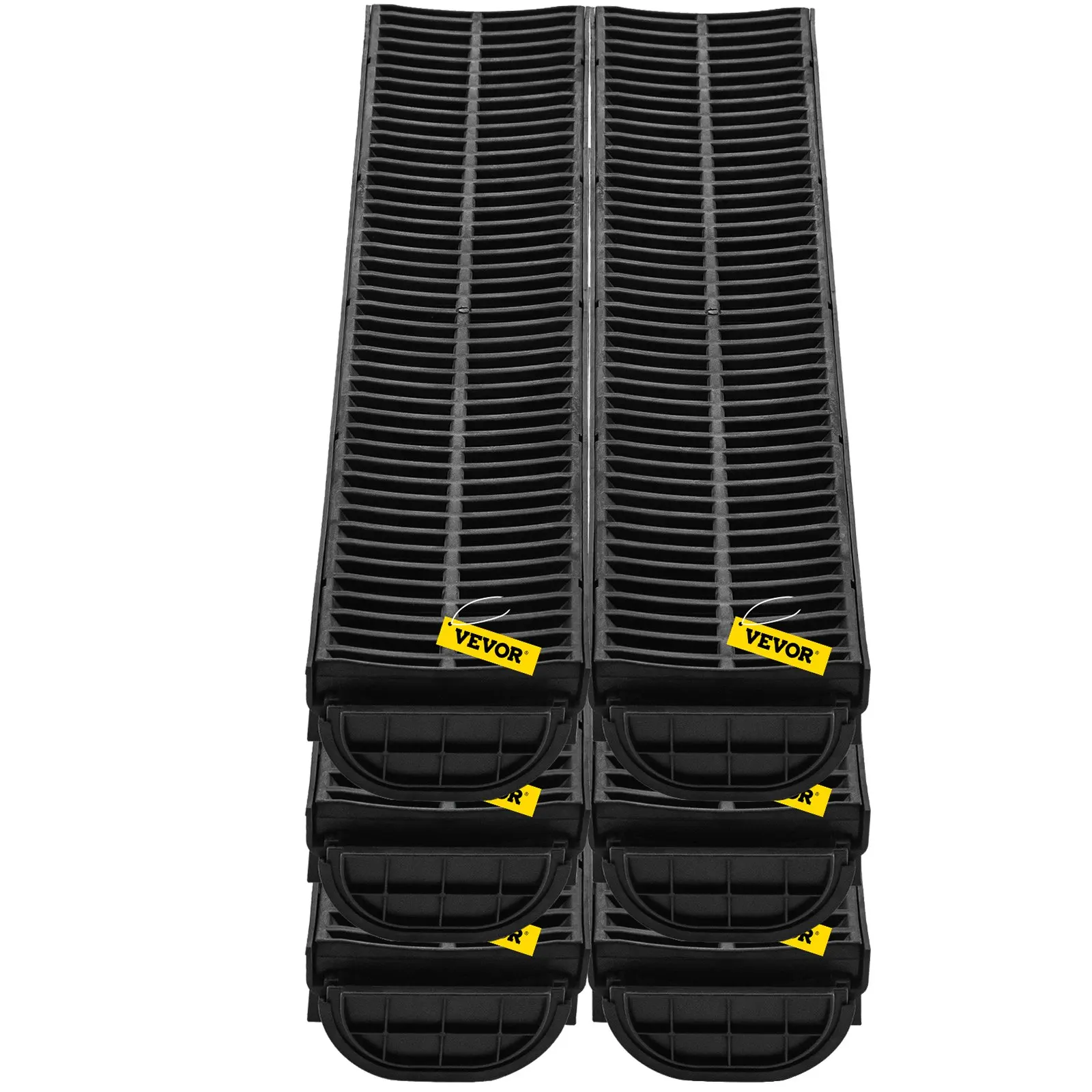 نظام تصريف الخندق، تصريف القناة مع شبكة بلاستيكية، خندق تصريف HDPE مقاس 5.8 × 3.1 بوصة، استنزاف أرضية جراج بلاستيكي أسود،