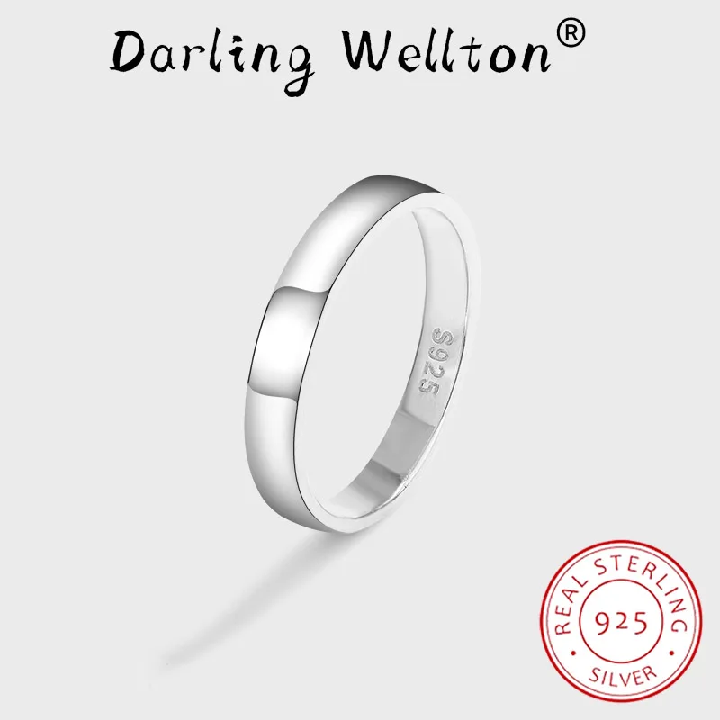 

NEW Simple Glossy Plain circle Engraving Couple Ring For Women Original S925 Sterling Silver Valentine's Day Gift Party Jewelry