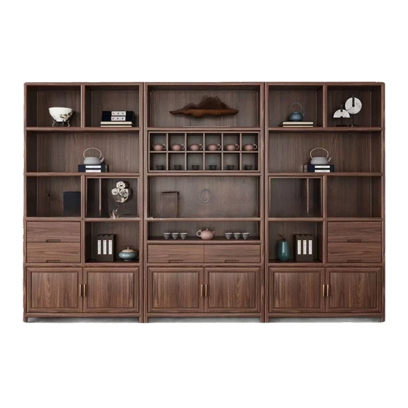 

New Chinese solid wood Bogu frame, black walnut book, display cabinet