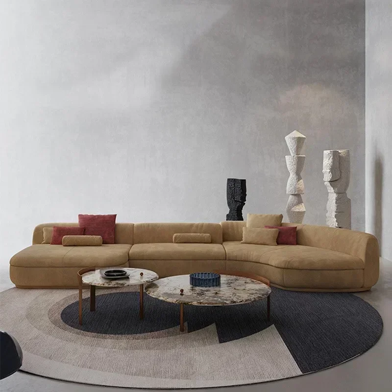 

Large apartment living room corner combination Italian high-end velvet sofa