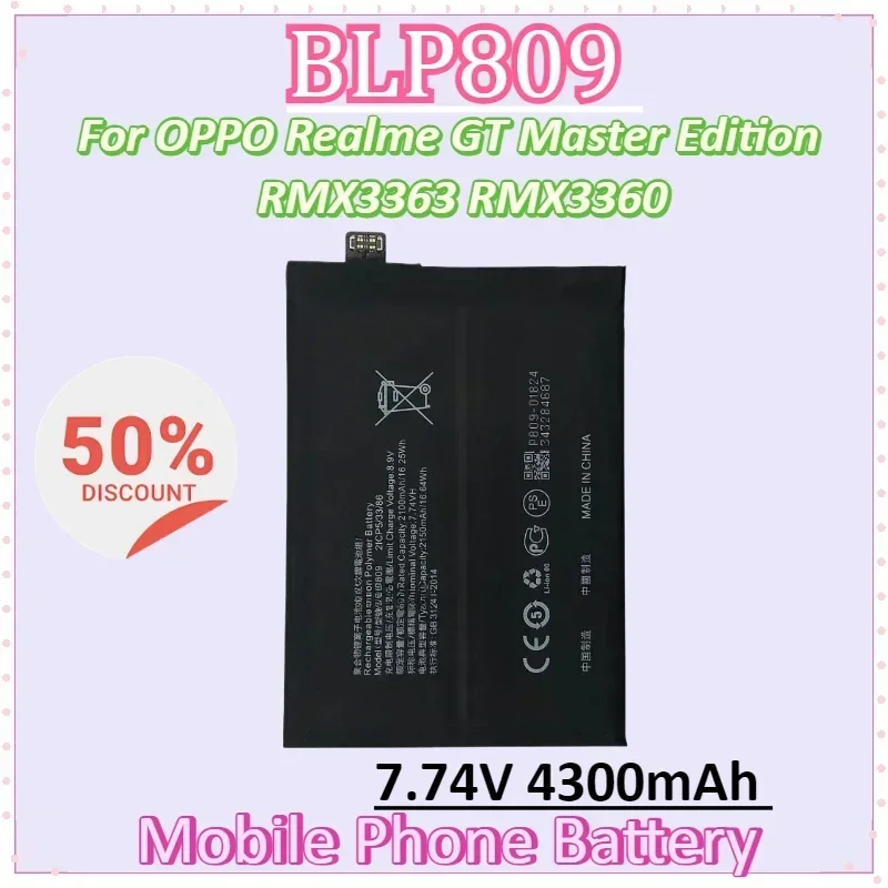 

BLP809 7.74V 4300mAh Mobile Phone Battery for OPPO Realme GT Master Edition RMX3363 RMX3360 Replacement Batteries