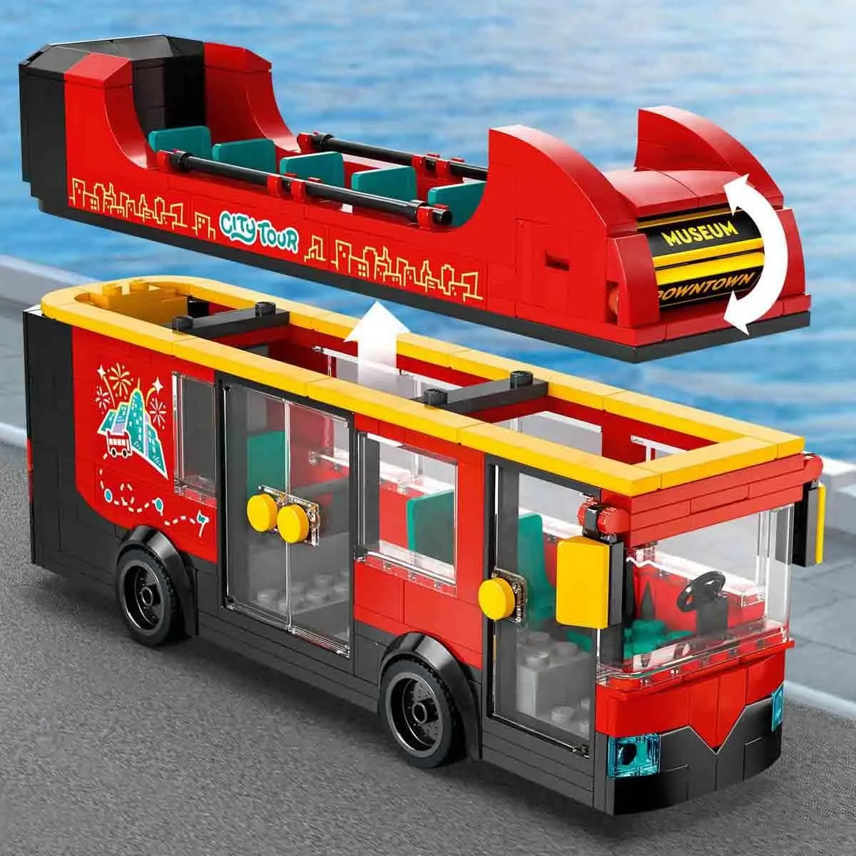 Lego City-60407 Red Double-Decker Sightseeing Bus Creative Building Block Toys, Room Decoration Ornaments