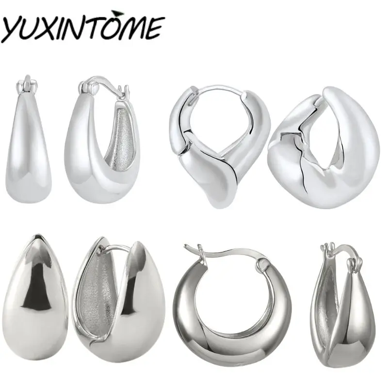 

925 Sterling Silver Needle Niche Style Simple and High-end Geometric Circle Earrings Female Versatile Women's Earrings Jewelry