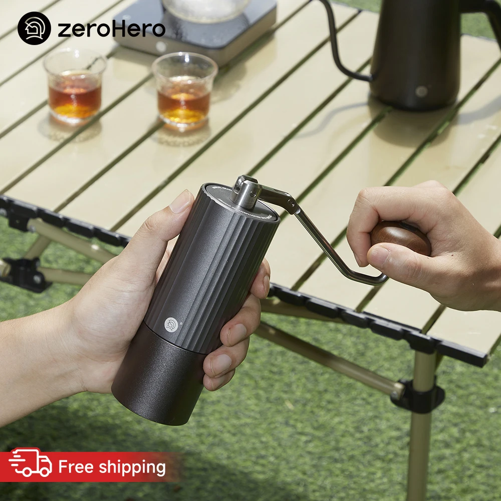 zeroHero Z3 X-FOLD Foldable Hand Grinder 420 Titanium Burr Adjustable Dual Bearing Low Fine Powder for Travel Espresso Pour Over