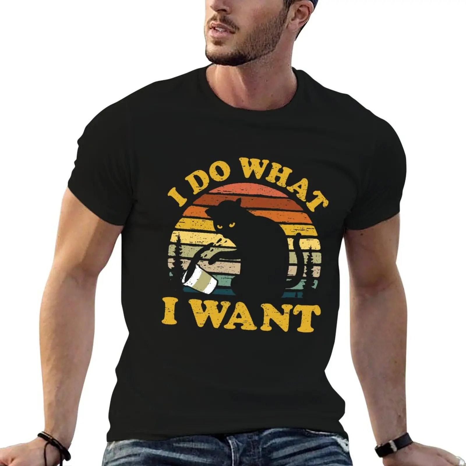 

I Do What I Want Funny Cat Pet Lover T-Shirt Blouse man t shirt heavyweight t shirts for men