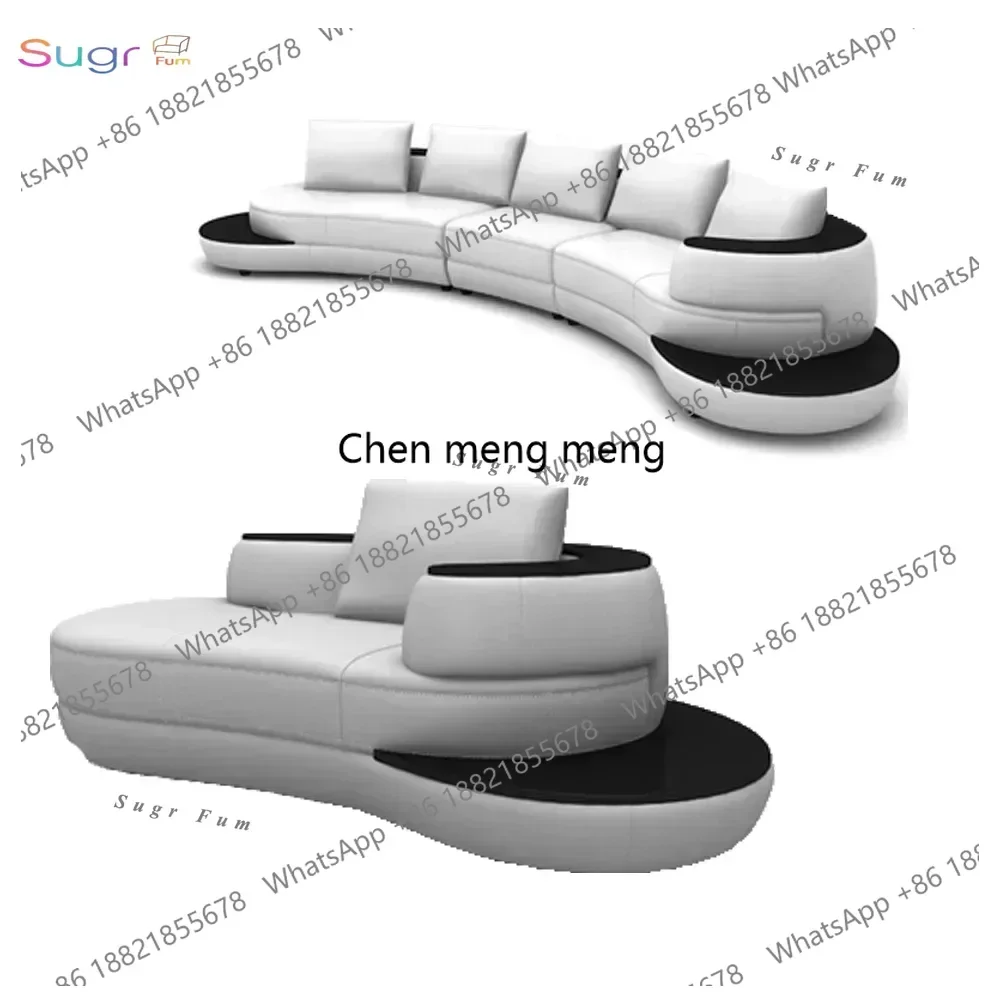 z183 Top Grain Genuine Leather Sofa with Corner Sectional Modern Italian Leather Couch Big Arc Shape Living Room Sofas Set
