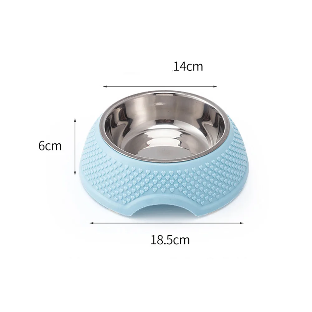 Stainless Steel Pet Feeding Bowl Non-slip Durable Pet Tableware Washable Dog Food Water Dish Cat Bowls With Heart-Shaped Pattern