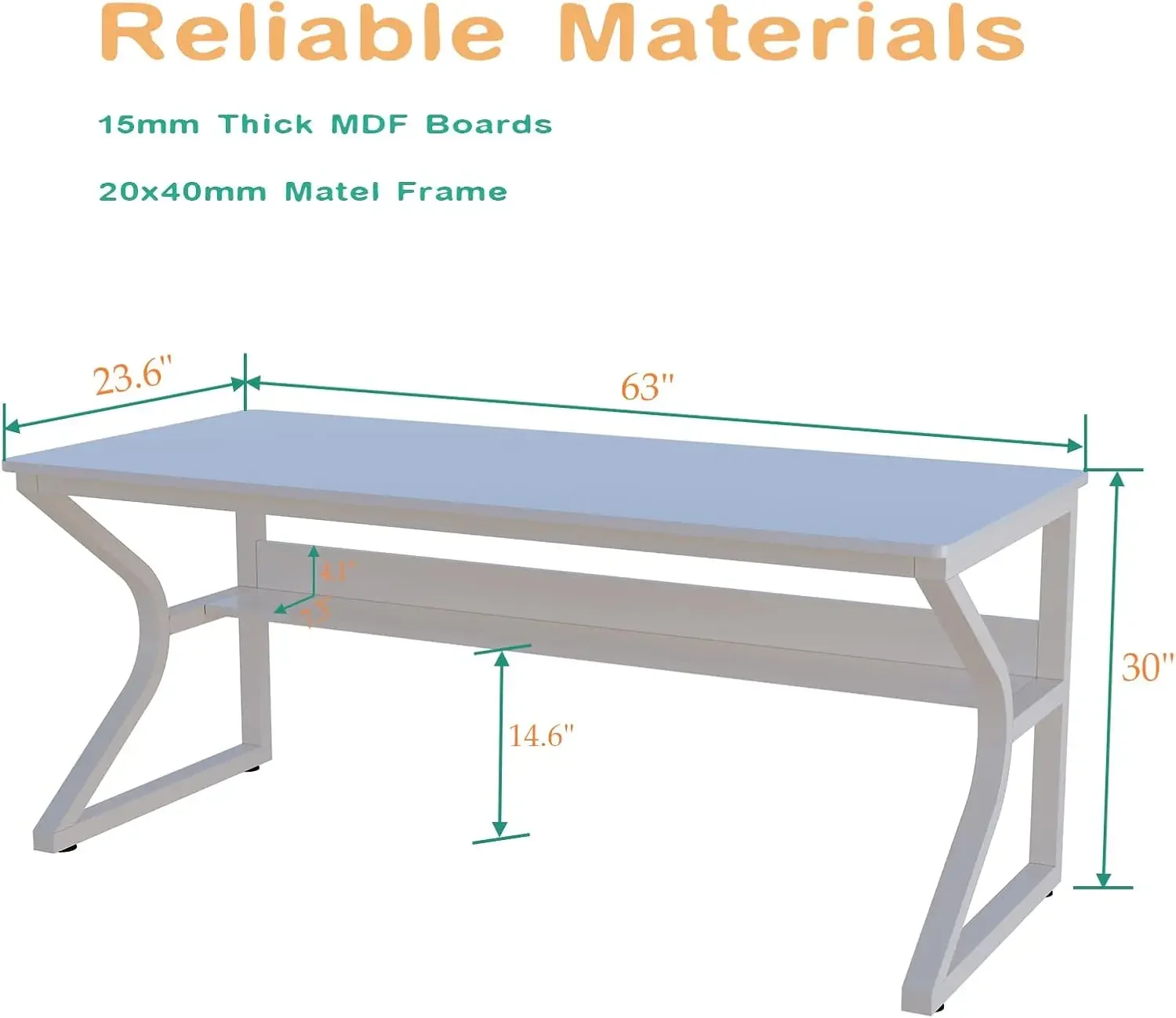 Extra Long Desk with Bookshelf - 63