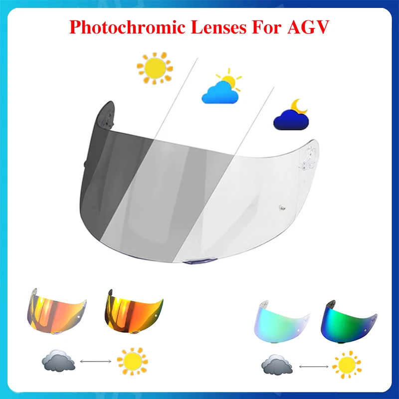 Motorcycle Photochromic Lenses Replacement Visor For AGV K1 K5 K6 Pista Helmet Anti-Scratch Anti-UV Dustproof Windshield Lens