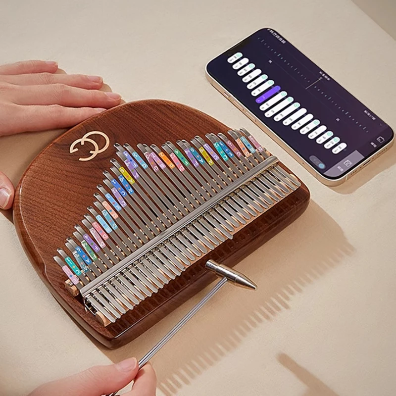 Portable Kalimba Thumb Piano for Beginner, Musical Keyboard Instruments, Chromatic, Beech Black, Walnut, 34 Keys