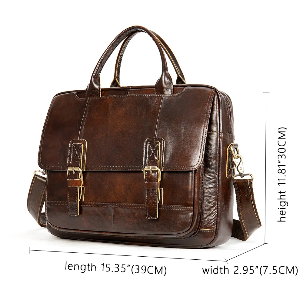 Borsa da uomo in vera pelle da ufficio valigetta da uomo borsa da uomo Vintage con incisione Messenger per Laptop da 14 "7406