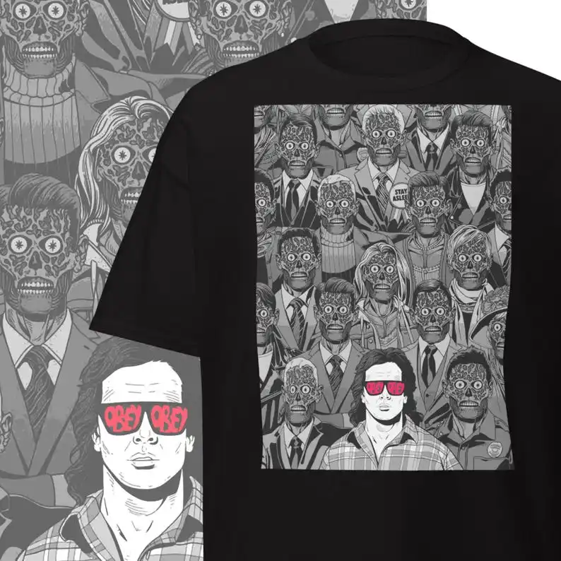 They Live T-Shirt 80s Sci-Fi Horror Cult Classic Tee Cotton Vintage Round Neck Hip Hop Men Women Streetwear Tees Short Sleeve