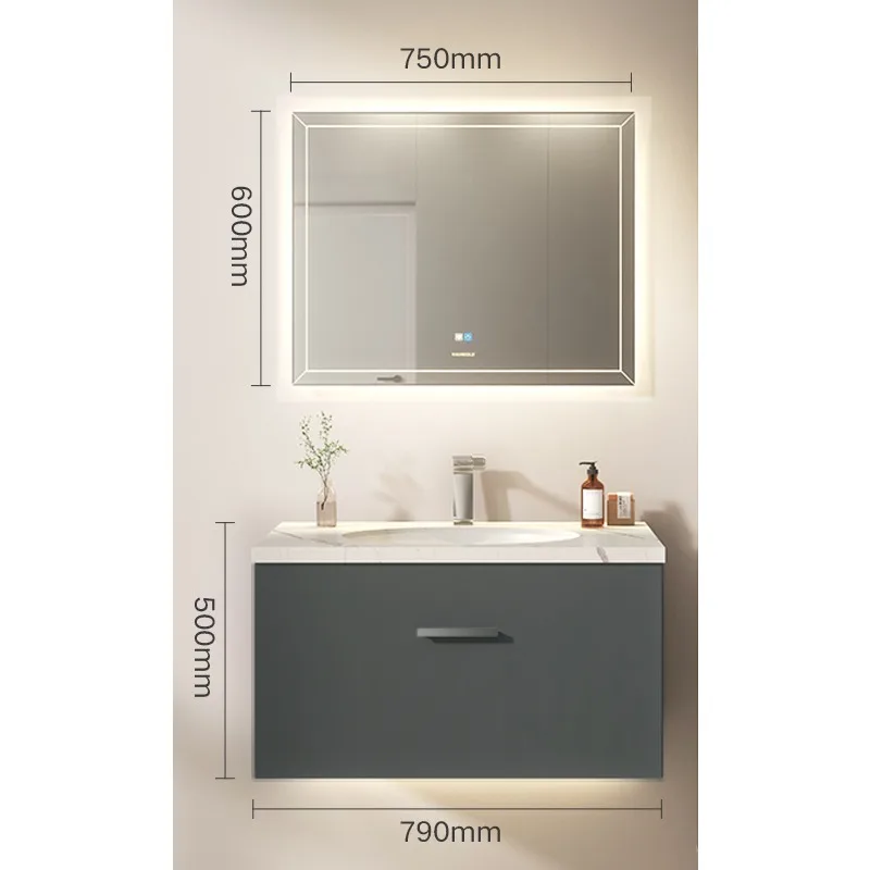 

*Solid wood bathroom cabinet combination smart rock slab light luxury bathroom washbasin cabinet