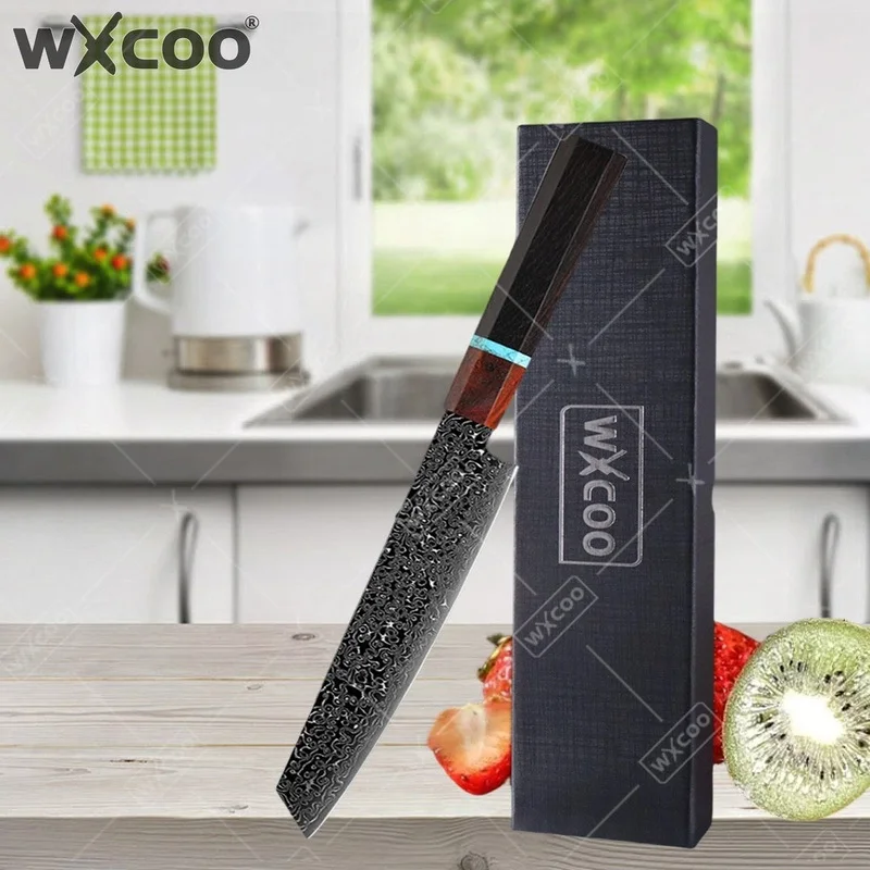

Кухонные ножи WXCOO из дамасской стали, японские, ручной ковки, для приготовления пищи, тесак для мяса, разделочный нож, нож для нарезки суши