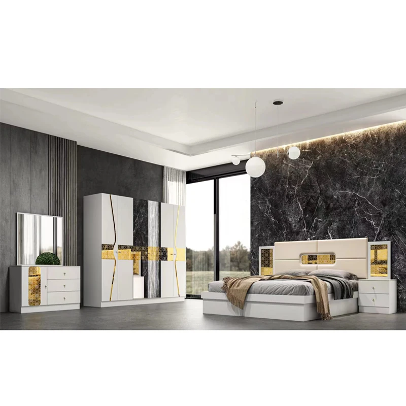 Contemporary Simple Wooden Full Bedroom Furniture Twin Room Wooden Frame Modern Luxury Complete Home
