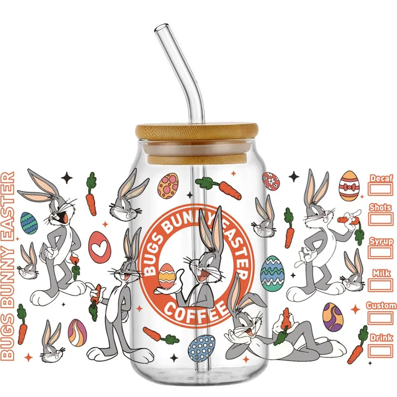 Celebrate the Easter Bunny UV DTF Sticker  Wrap Designs Transfer Paper For 16oz Glass Mugs Coffee Cups Tumblers Sticker