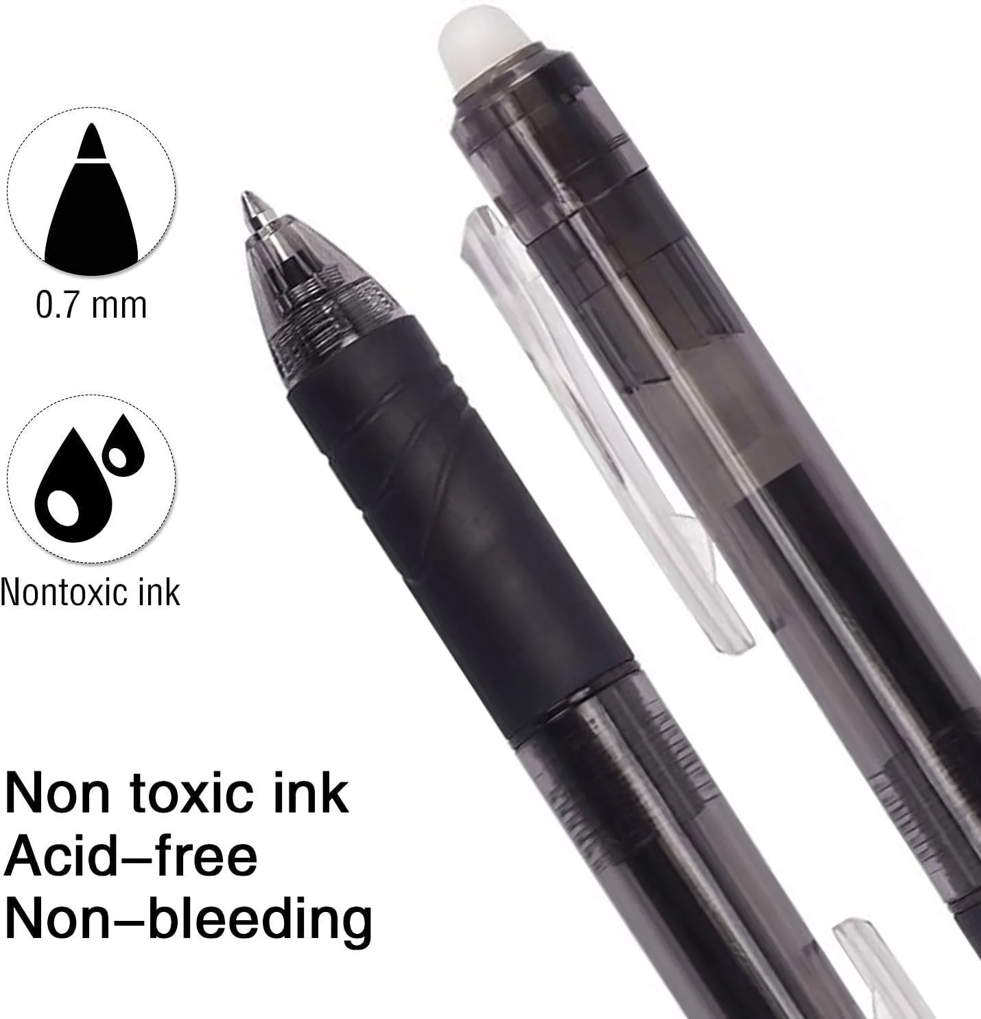 0.7mm Retractable Erasable Pen Set 2pcs Pen + 10 Refills